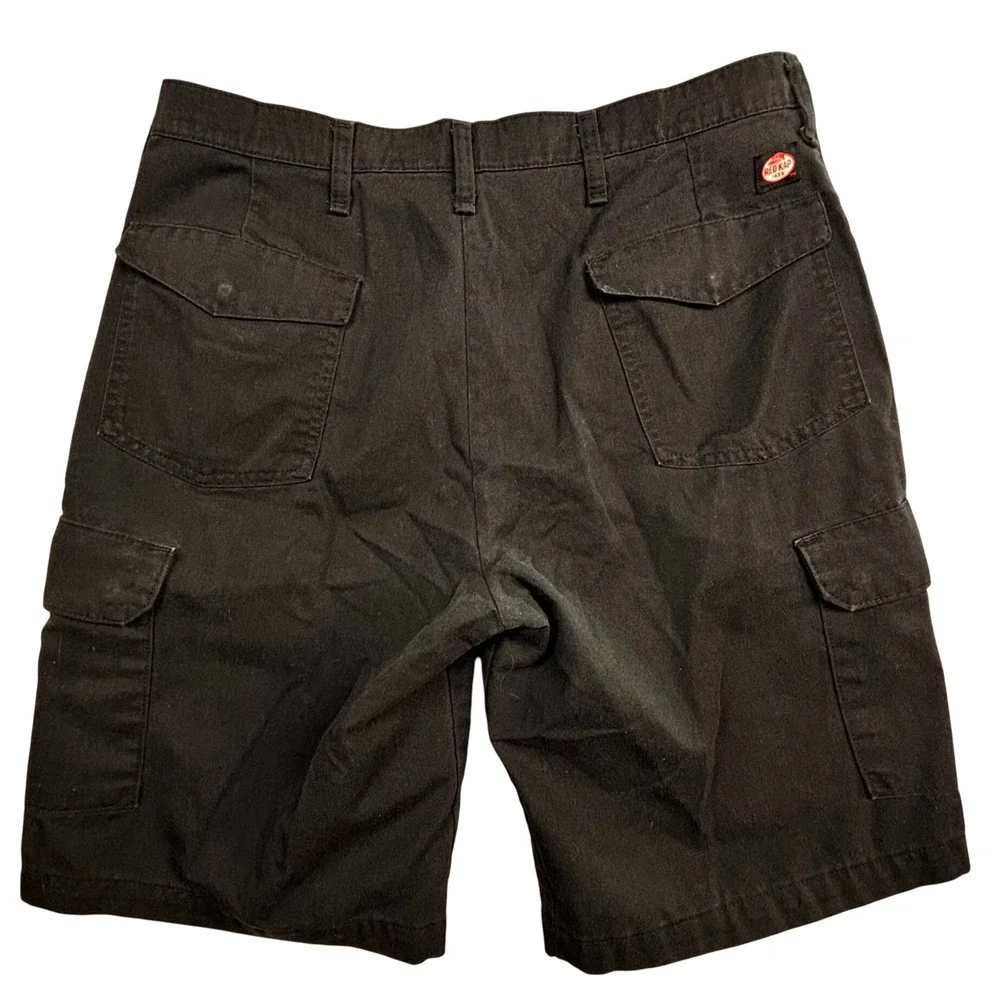 Red Kap Mens Black Cargo Shorts Workwear Flat Front Size 35 0797